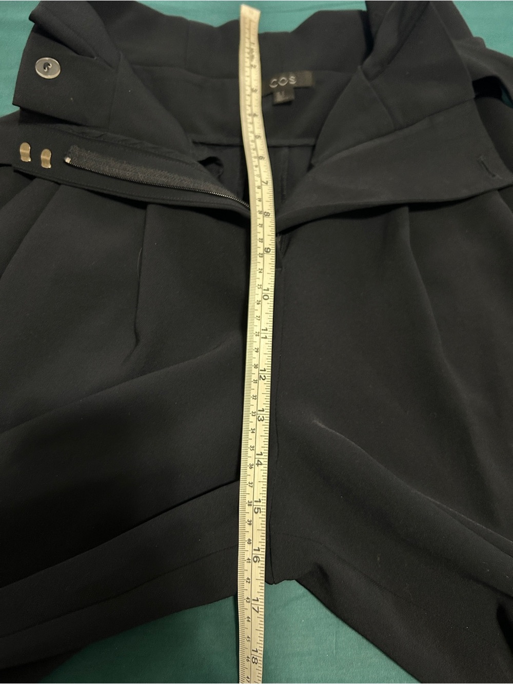 COS Pants Navy Blue Belted High Waist Wide Leg Cropped Paperbag Waist 4 - Picture 8 of 11